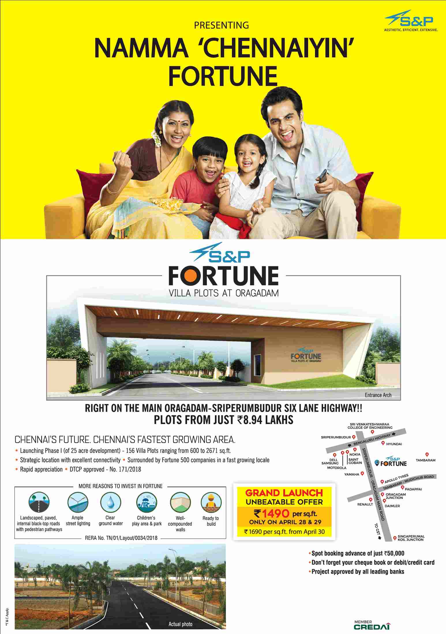 Book plots starting from Rs. 8.94 Lakhs at S&P Fortune in Chennai Update